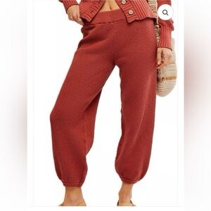 Bundle Free People Hailee Waffle Stitch Sweatpants Red & Brown Women’s Size XS